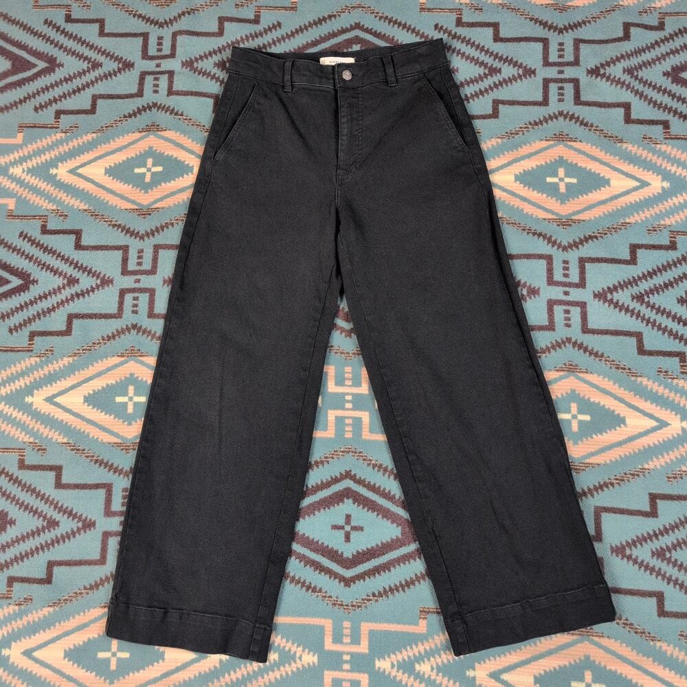 Everlane The Wide-Leg Crop Pant Black High Rise Size 4R Cotton Stretch 28x27 1/2